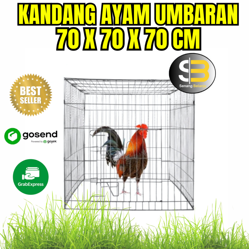 Kandang Ayam Galvanis Lipat Umbaran 70x70x70cm - Best Seller
