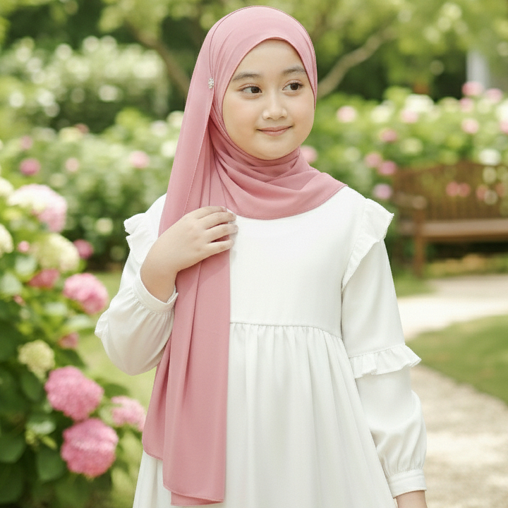Pashmina Kancing Anak Perempuan 12 Tahun