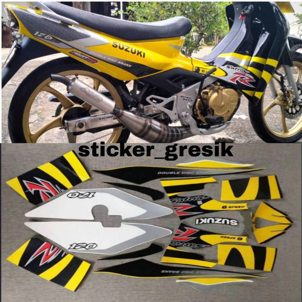 striping sticker satria lumba hitam kuning