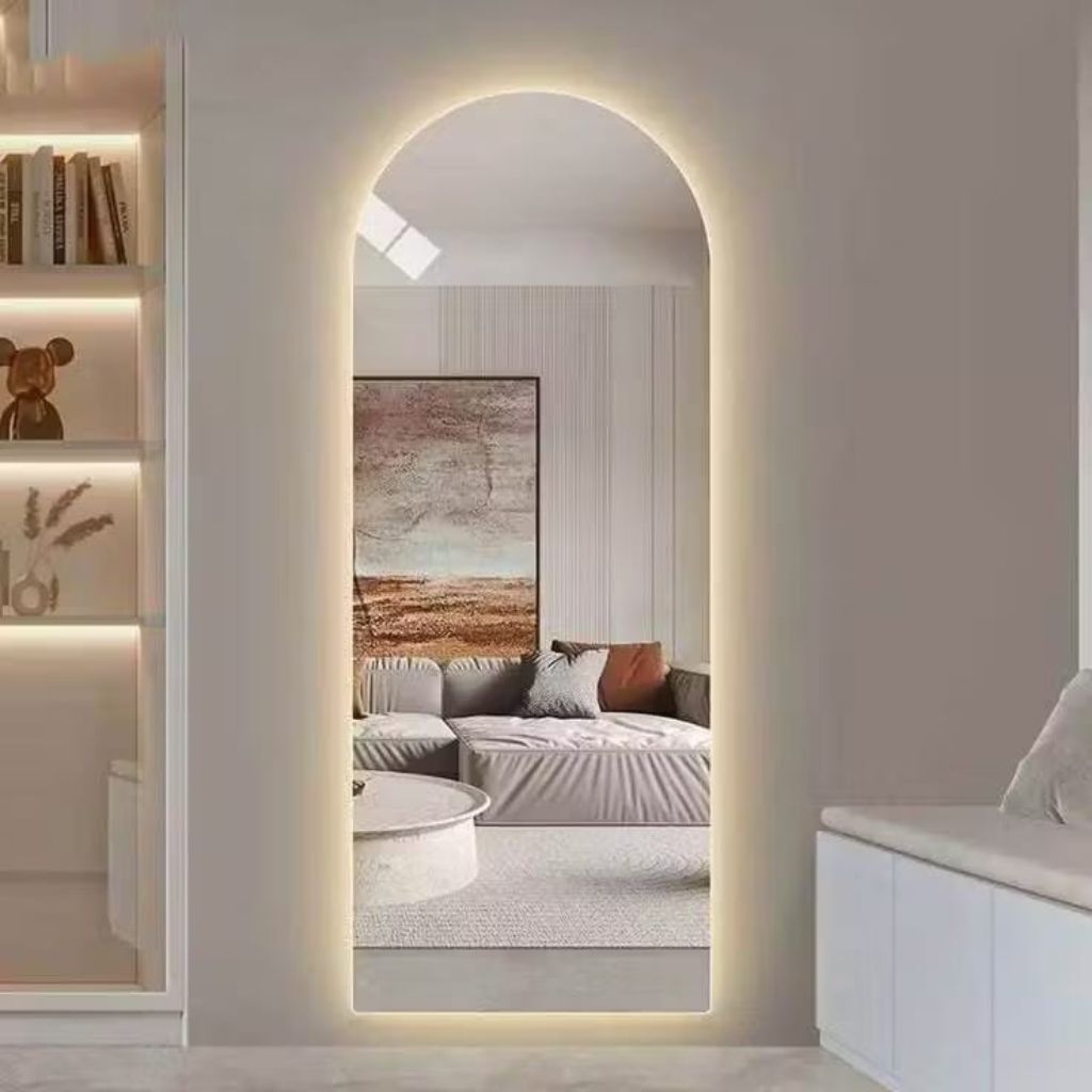 cermin aesthetic oval Led lampu