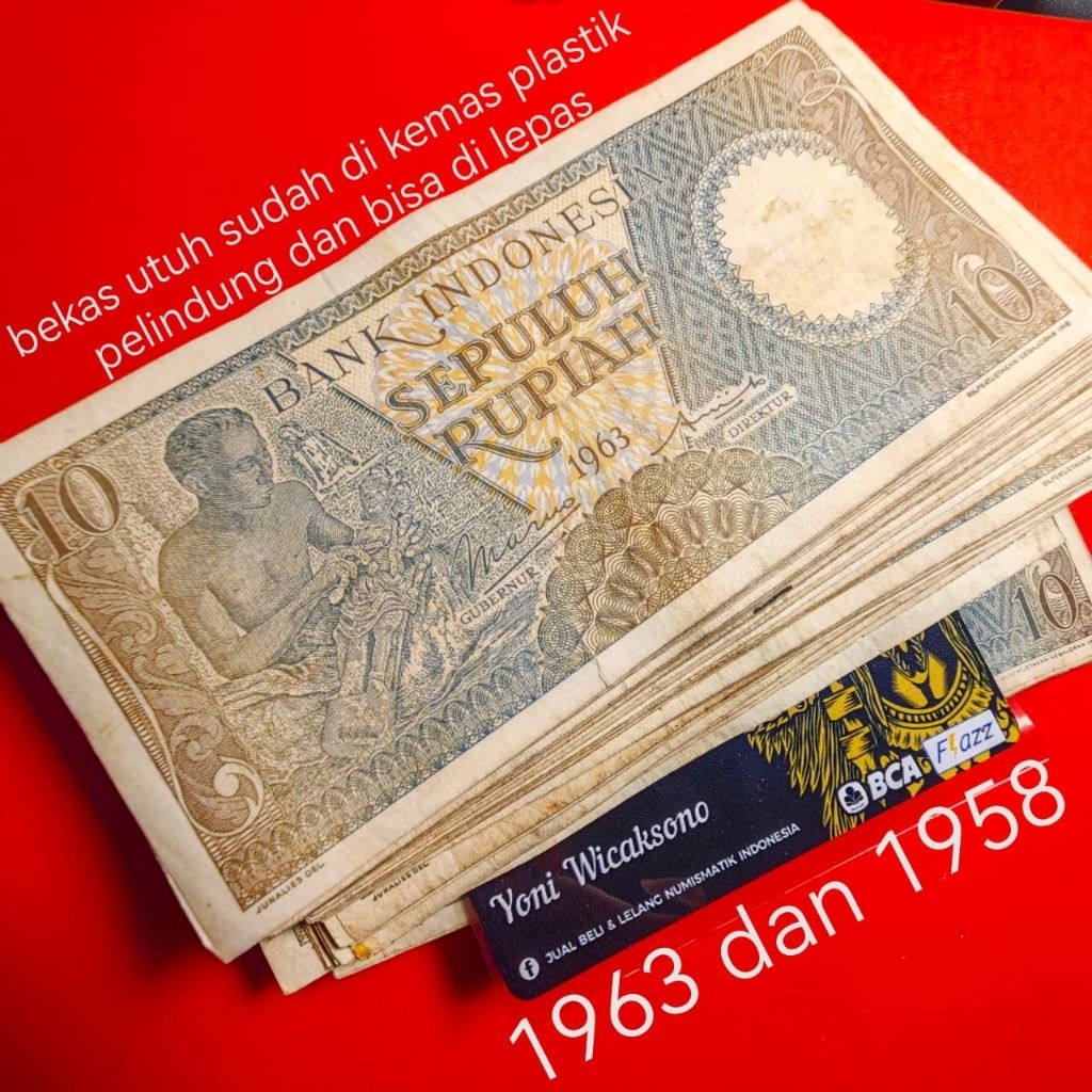 10 rupiah pekerja tahun 1963 1958 bekas utuh ASLI ORY