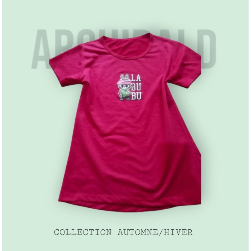 kaos labubu warna pink fanta