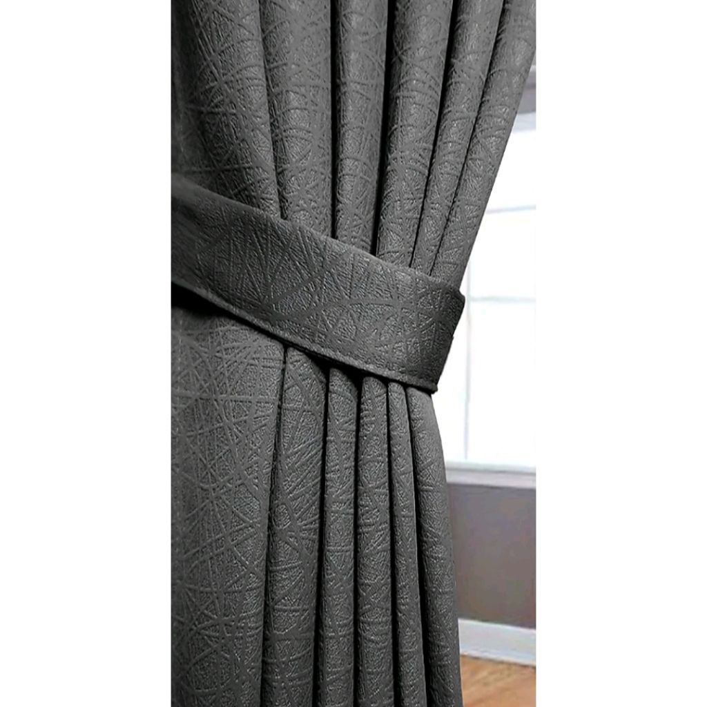 Gorden Blackout  Warna Abu Tua Gorden Jendela Gorden 6 Gelombang Blackout Polos Glossy