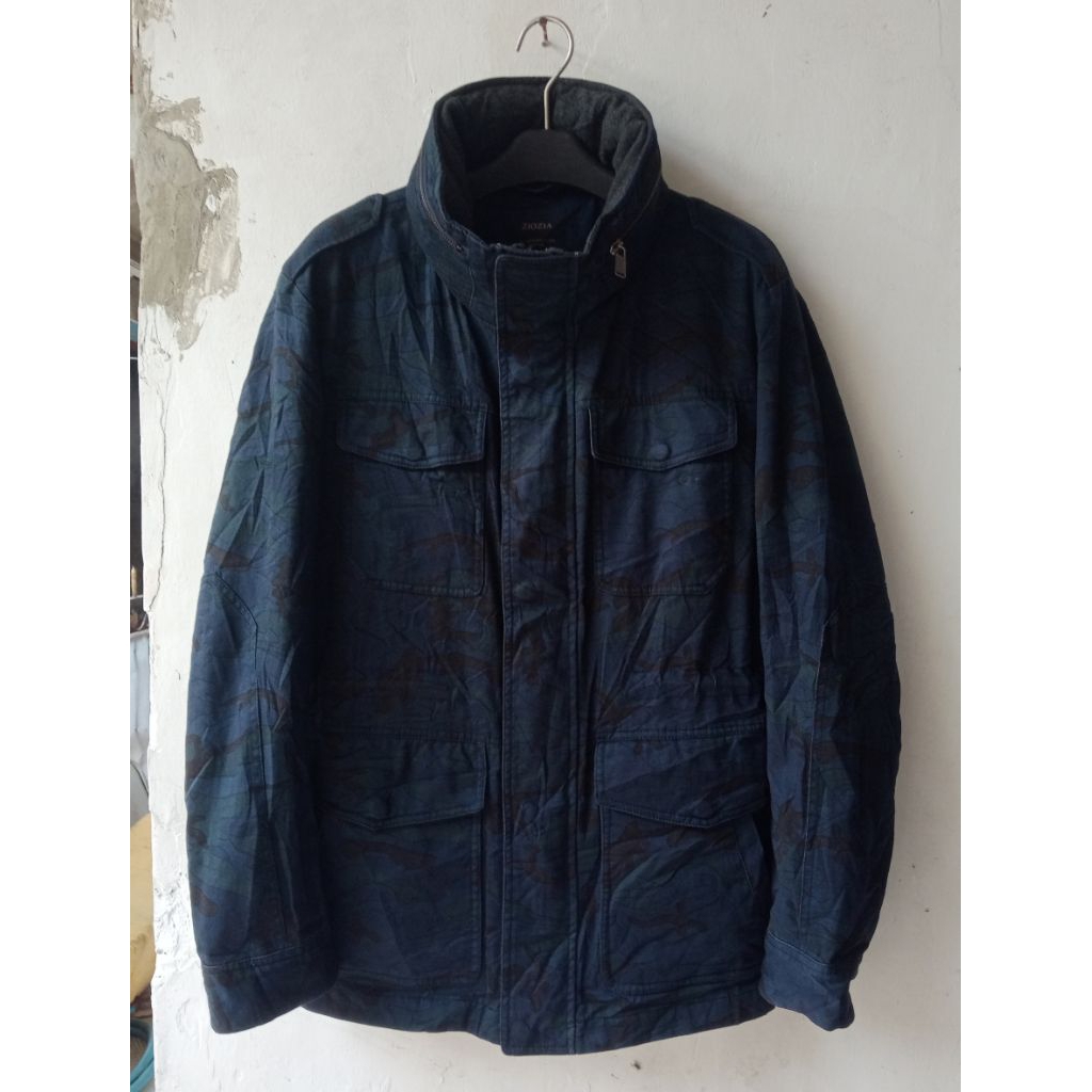 ZIOZIA BLUE BLACK CAMO Canvas Parka Military Style Jacket