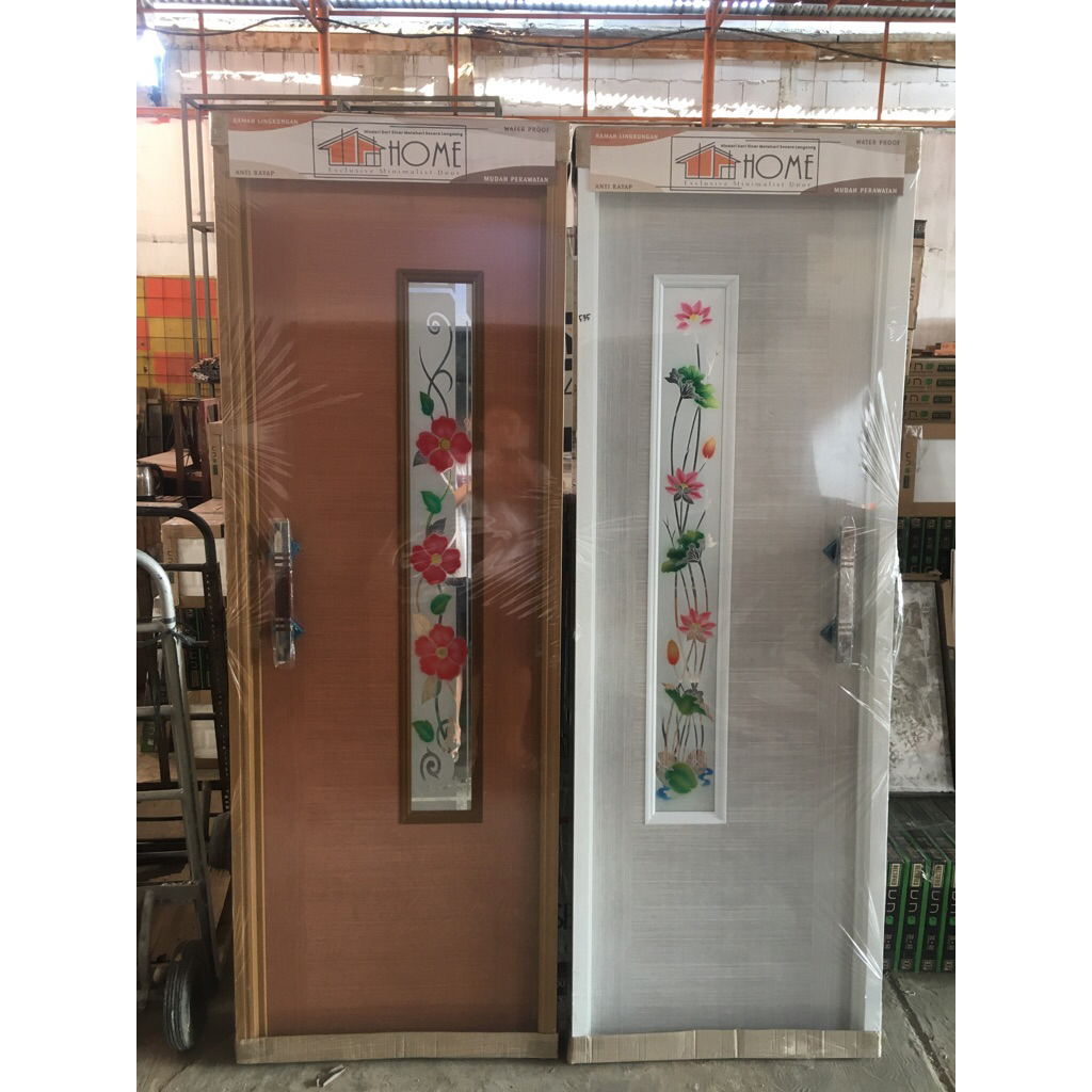 PINTU PVC KAMAR MANDI MOTIF KEKINIAN (+KACA CERMIN) KUALITAS PREMIUM gambar tebal berkualitas Pintu 