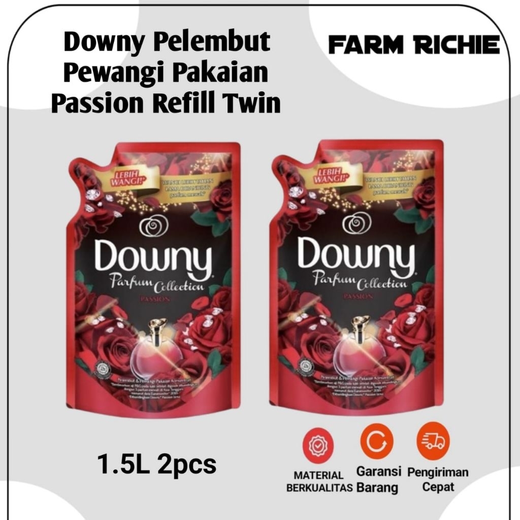 Downy Pelembut Pewangi Pakaian Passion Refill 1.5 Liter Twin Pack