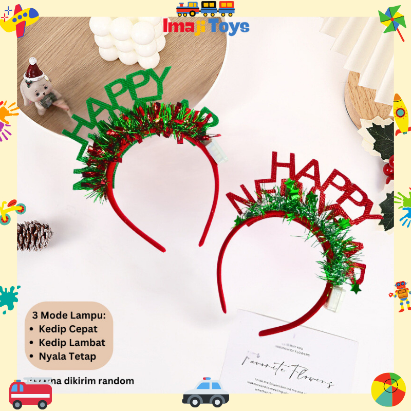 IMAJITOYS - Bando Happy New Year LED / Aksesoris Tahun Baru Bandana Lampu