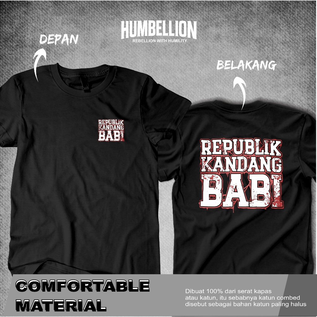 Kaos Distro Republik Kandang Babi Baju Kata Kata Sindiran Lucu Pria Wanita Cotton Combed Premium Vir
