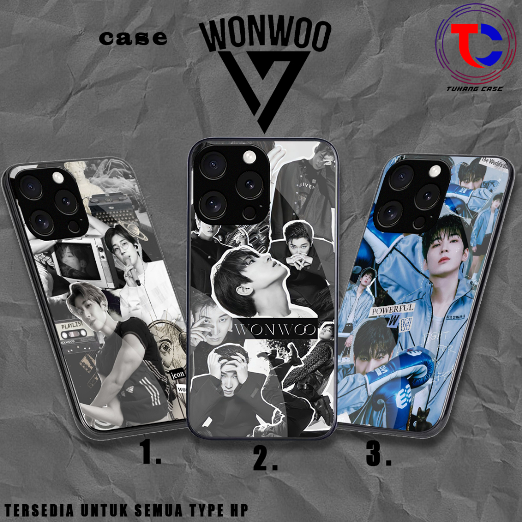 Wonwoo Seventeen Softcase Glass - Softcase Glossy - Softcase Kaca  Iphone samsung xiaomi redmi oppo 