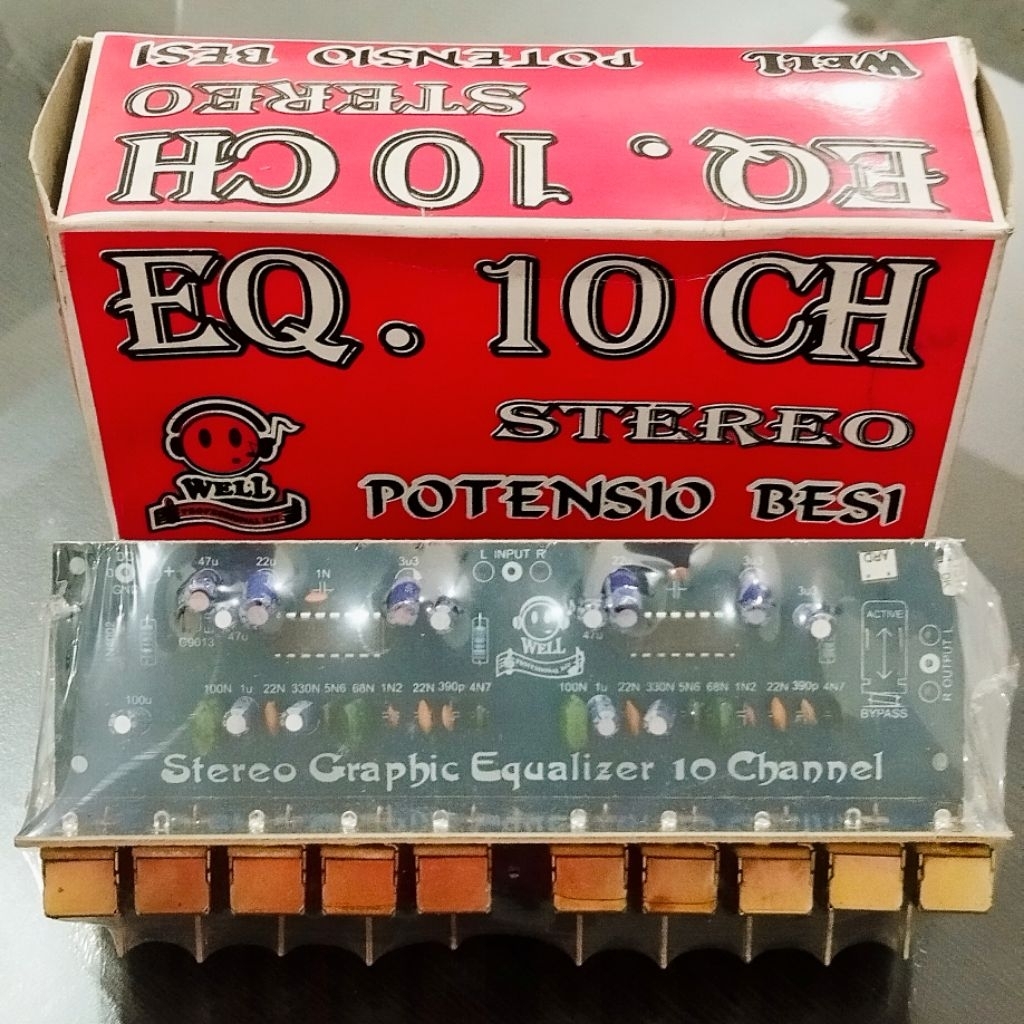 rakitan equalizer 10ch stereo WELL kit equalizer 10ch kit equalizer potensio besi kit eq 10 chanel k