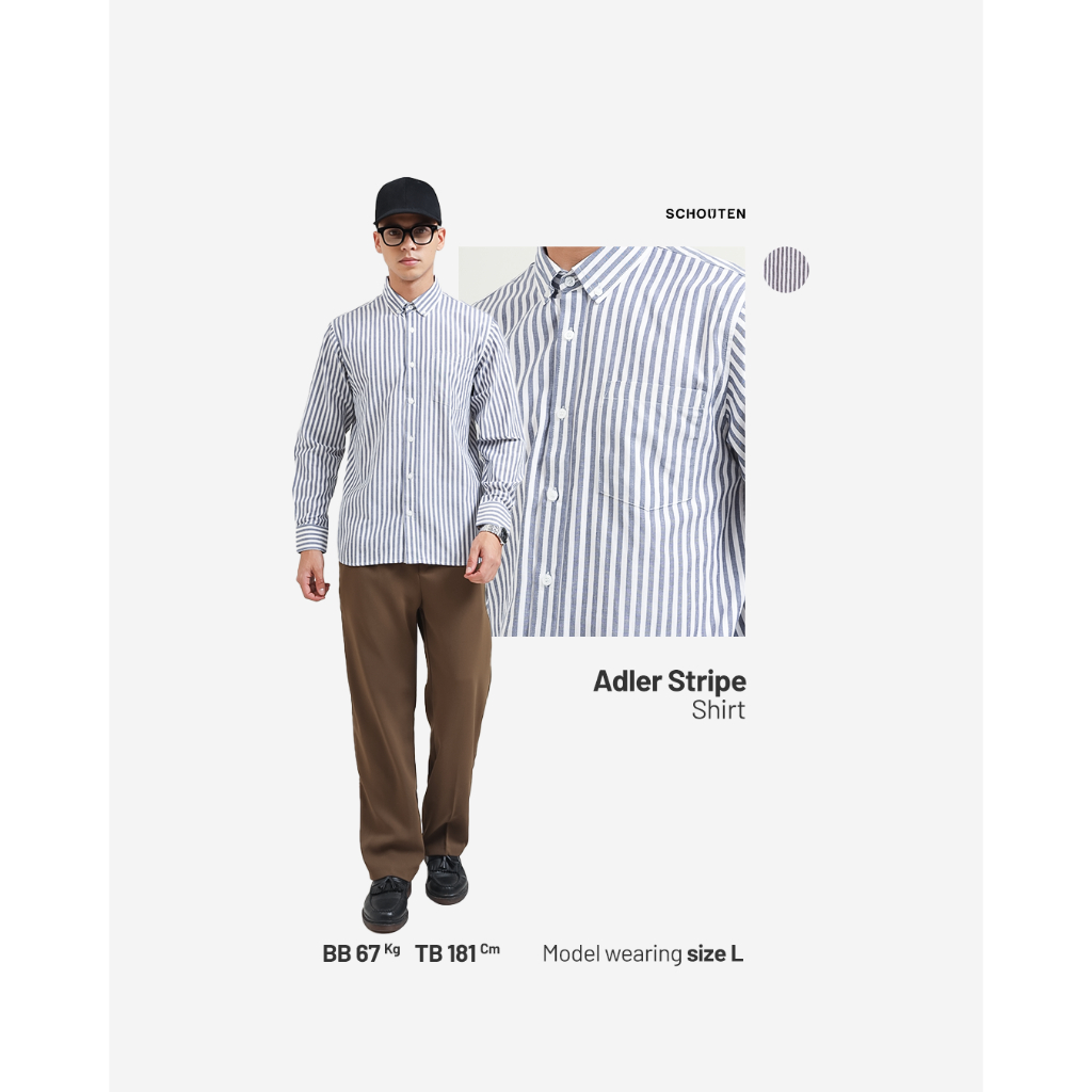 Schouten Adler Stripe Shirt Button Down- Kemeja Kasual Stripe Kerah