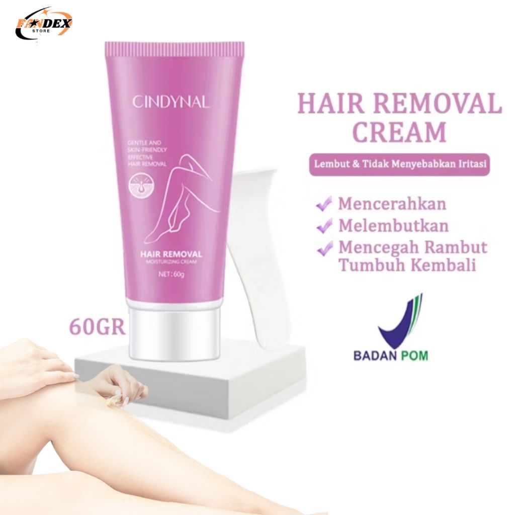 BPOM Cindynal Hair Removal Depilatory Cream Perontok Bulu Rambut Kaki Tangan Ketiak Wajah Jenggot Ku