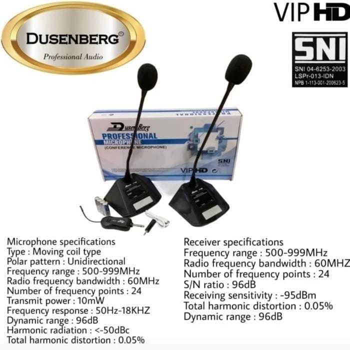 Mic Meja Wireless Dusenberg VIP HD | 2 Mic Meja 2 Channel Garansi