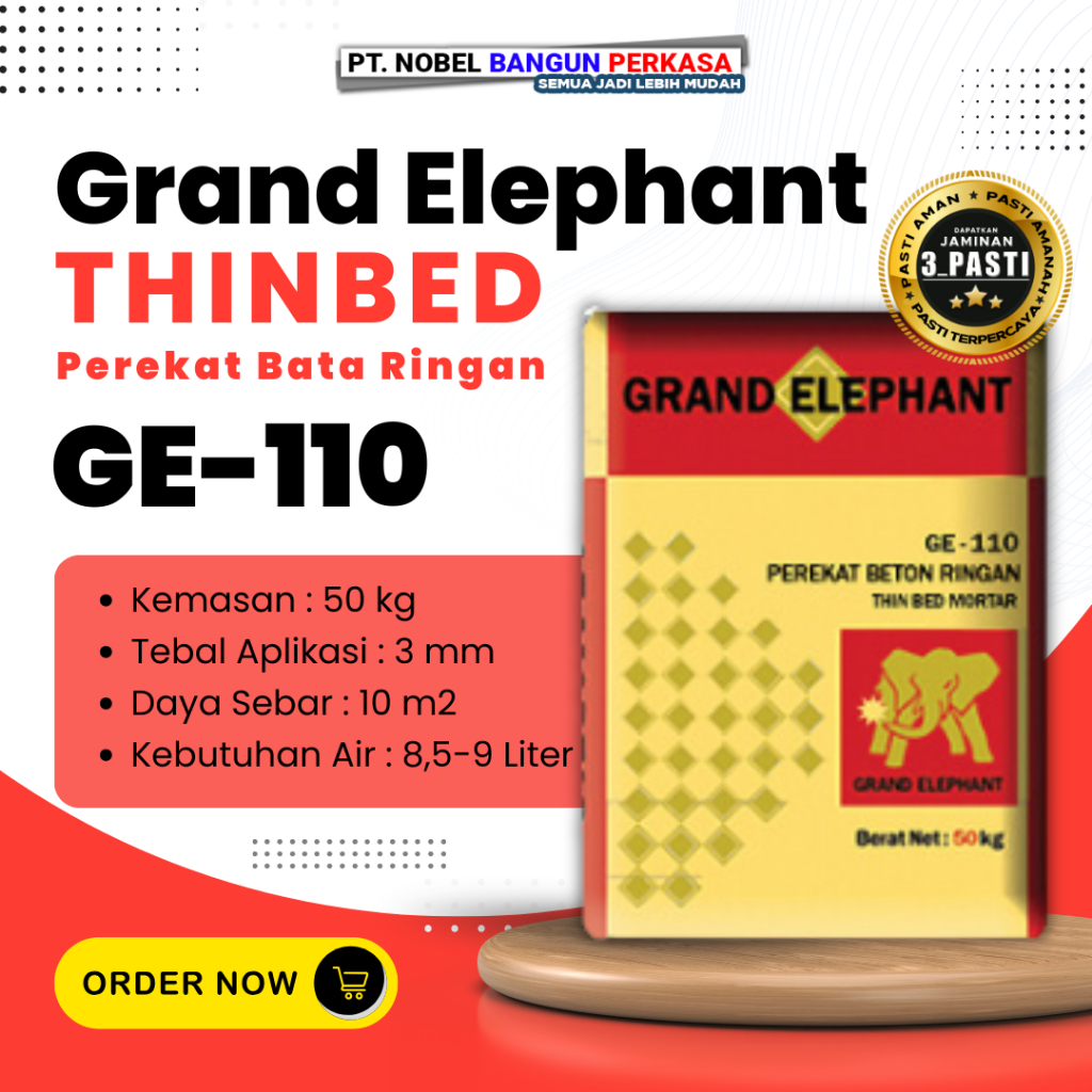 Semen Mortar Grand Elephant Perekat Bata Ringan (Thinbed) 50kg "GE 110"