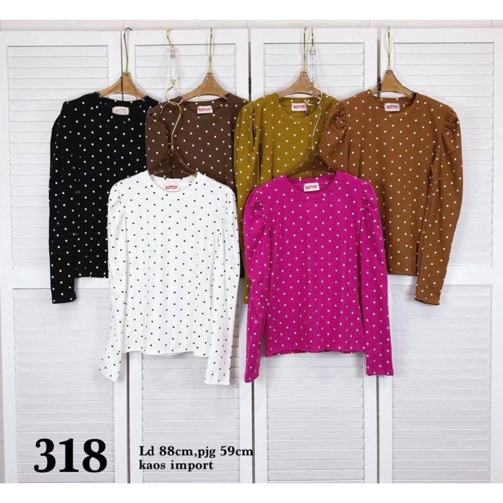 Atasan butter motif polkadot import