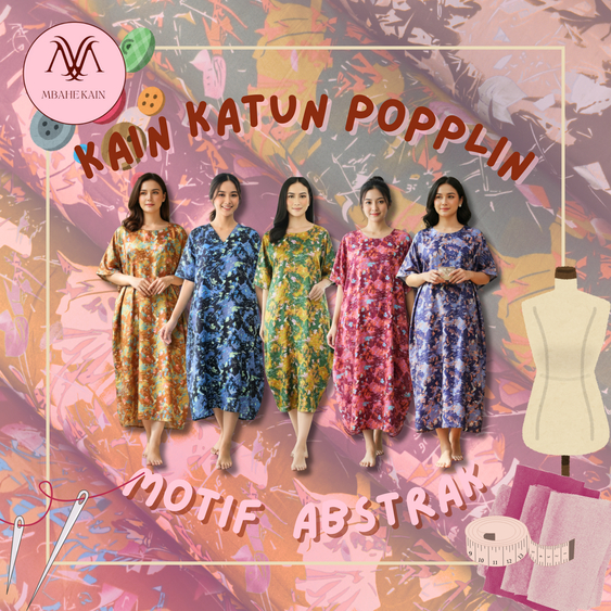 Kain Katun Poplin Motif Abstrak Cantik, Halus, dan Lembut by Mbahe Textile