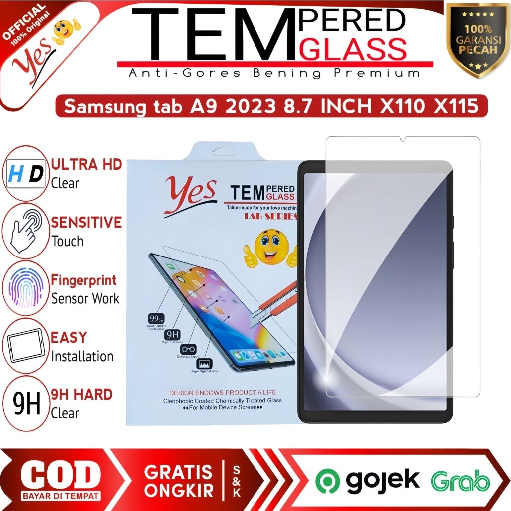 Samsung tab A9 8.7 | tab A9 Kids Edition X110 X115 Tempered Glass Anti Gores Kaca Bening Premium