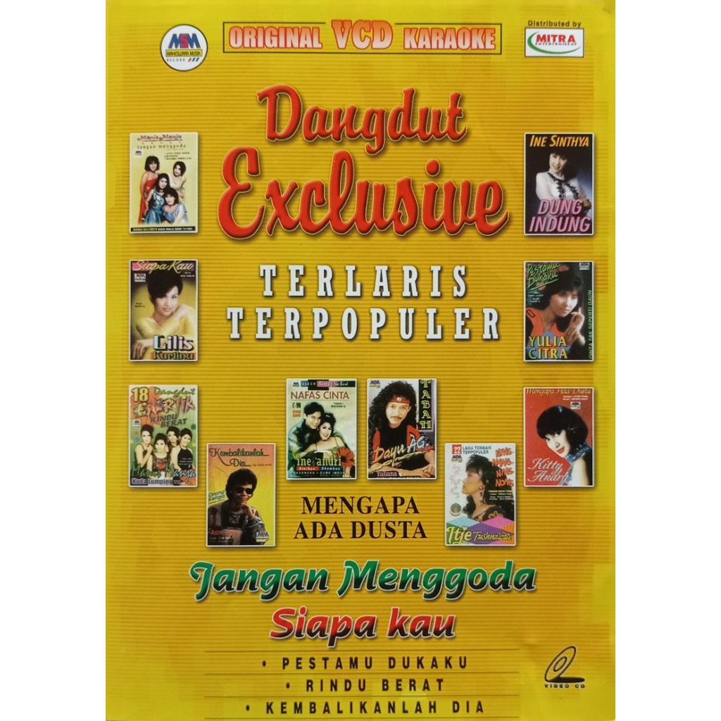 VCD ORIGINAL DANGDUT ALBUM DANGDUT EXCLUSIVE TERLARIS & TERPOPULER INE SINTHYA, LILIS KARLINA, MANIS