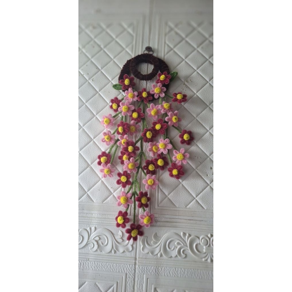 bunga dinding gantung kawat bulu