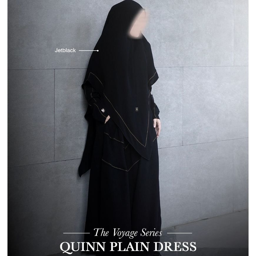 UMMAIRA ABAYA - Quinn Premium Set Khimar dan Gamis Haji Umroh Black Hitam Pekat Sesuai Sunnah