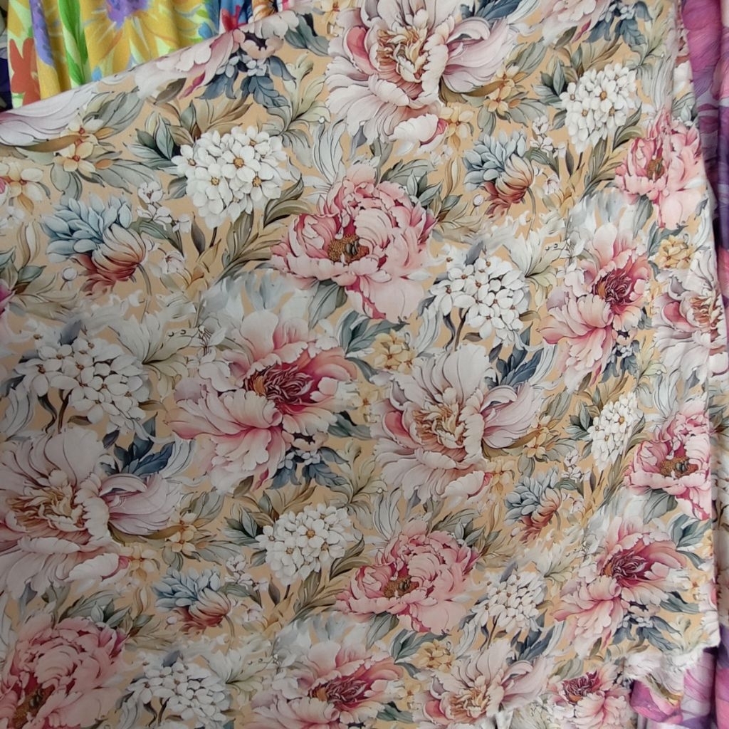 KAIN KATUN RAYON VISCOSE PREMIUM MOTIF BUNGA BESAR - KAIN RAYON MOTIF KEMBANG BESAR HARGA PERSETENGA