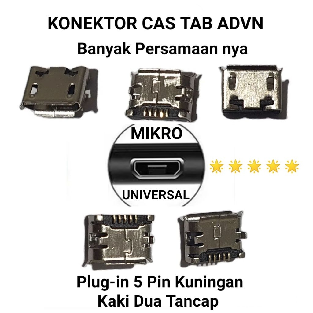 Baru Charging Connector Konektor Cas Con Tc Tab Tablet Advan E1C T1j T1l E1b S7c 3g 5 Pin Kuningan K