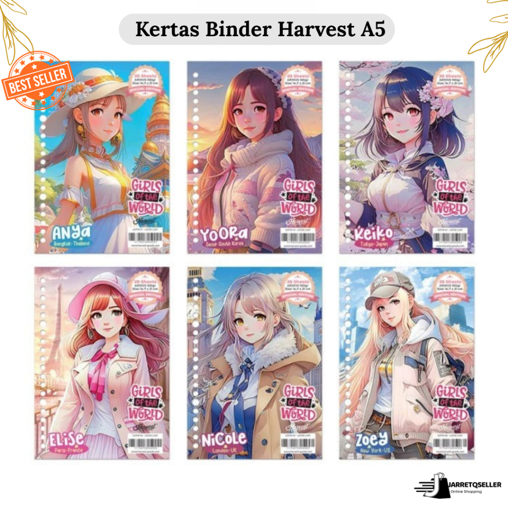 Loose Leaf | Kertas Binder Harvest A5 Girls of The World | Loose Leaf Harvest |Kertas Binder Premium