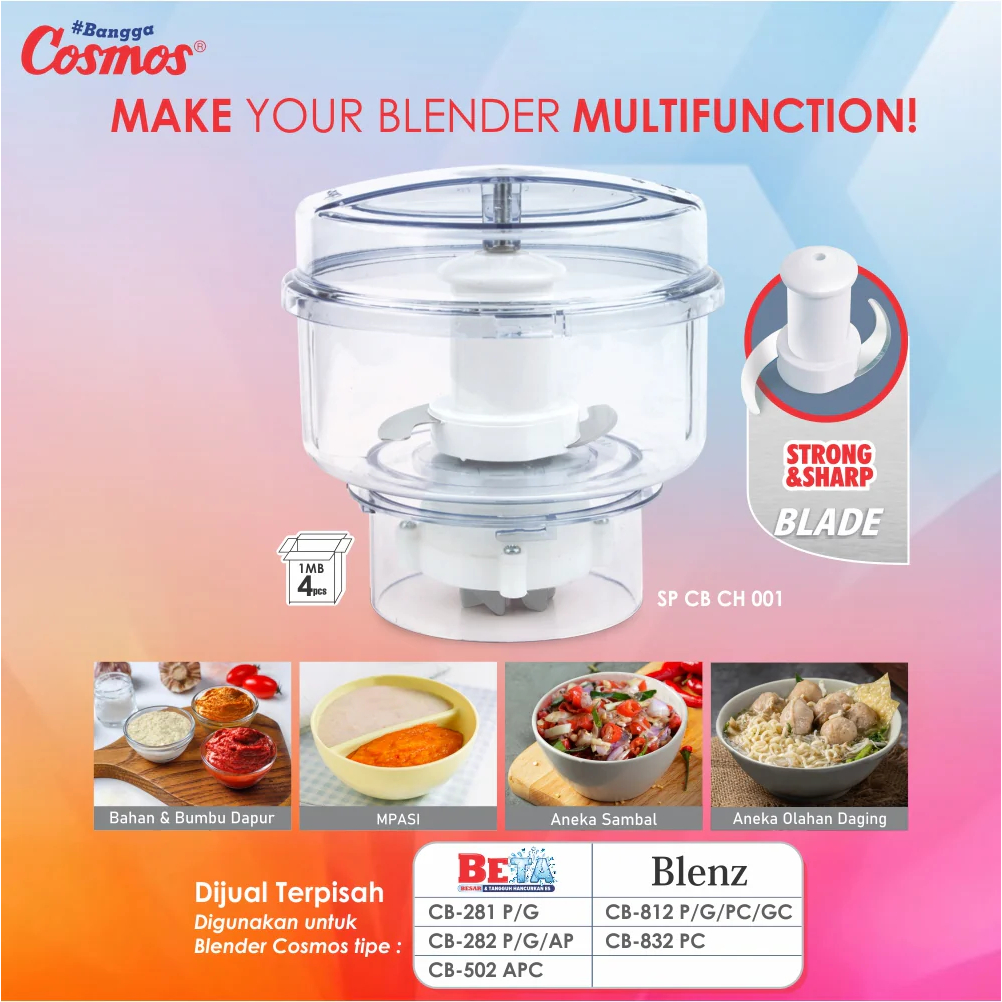 Cosmos SP CB CH 001 Gelas Chopper untuk type Blender CB 281P/G,282P/G/AP,CB 502APC,CB,CB 832PC,CB 81