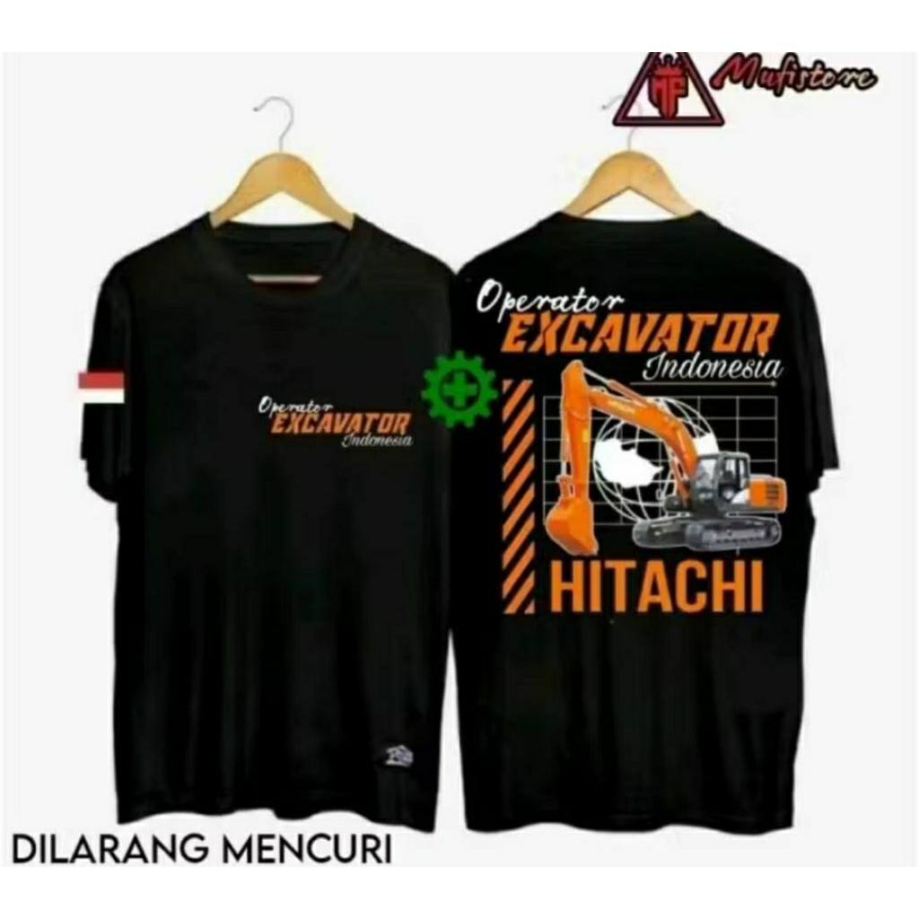 KAOS LENGAN PENDEK OPERATOR EXCAVATOR INDONESIA HITACHI BISA COD