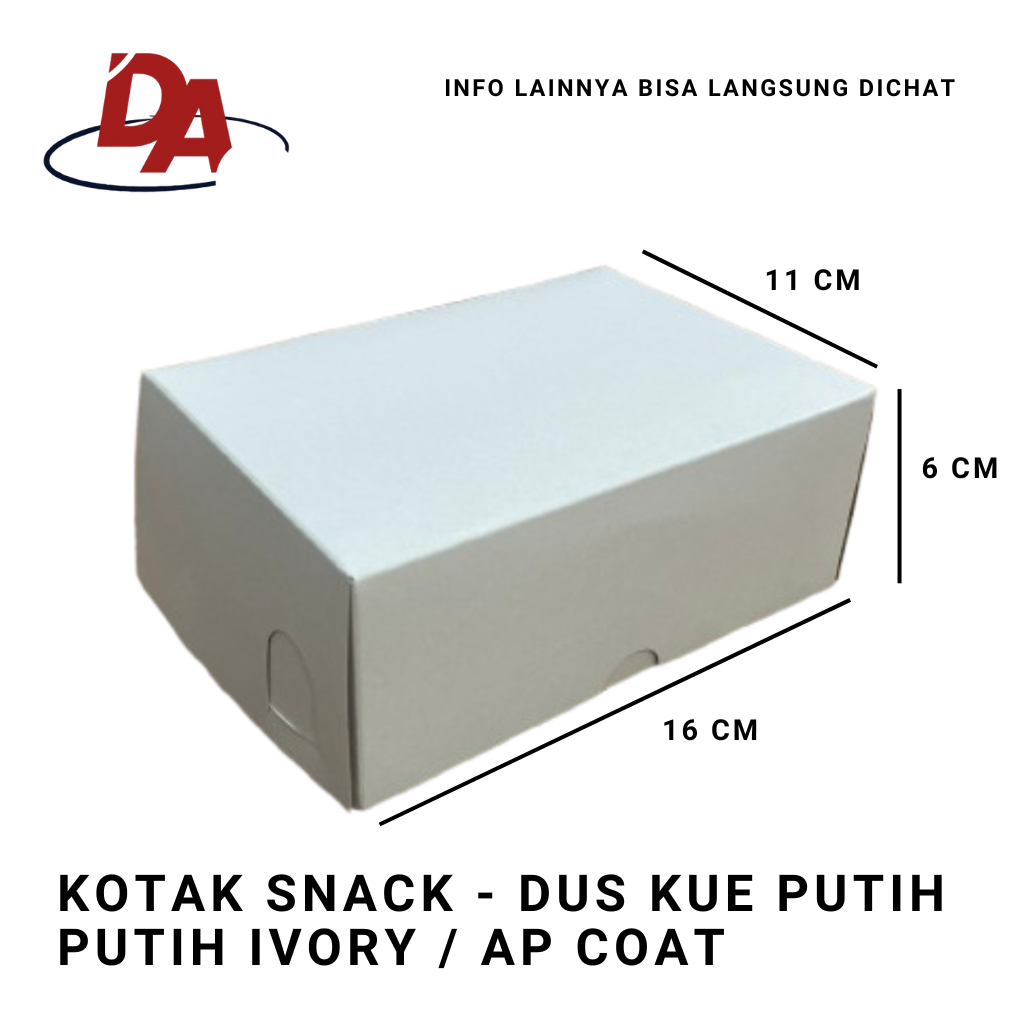 Kotak Snack Putih - Box Kue - Dus Kue - Snack Box - LEMBARAN