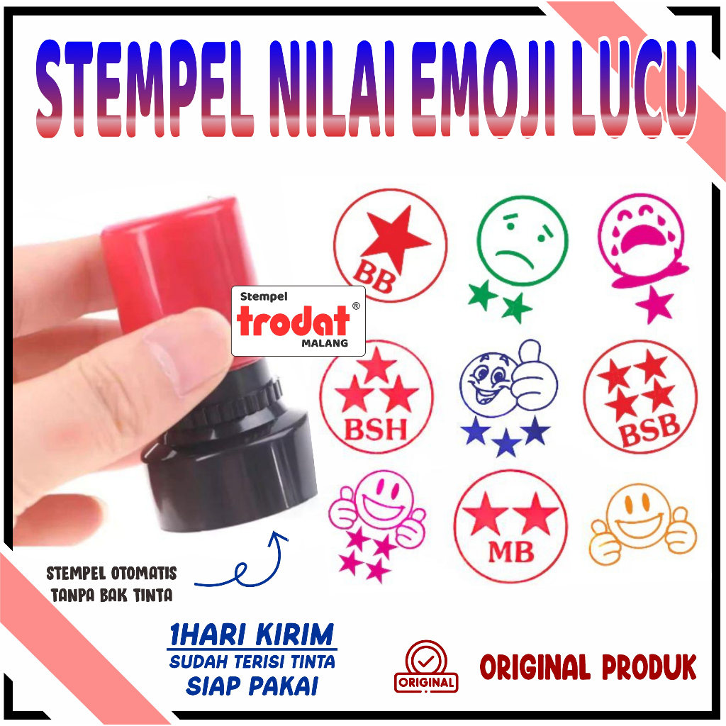 STEMPEL EMOJI NILAI GURU LUCU PAUD/TK STAMPEL PENILAIAN SEKOLAH BINTANG PENILAIAN MURAH FLASH STAMP