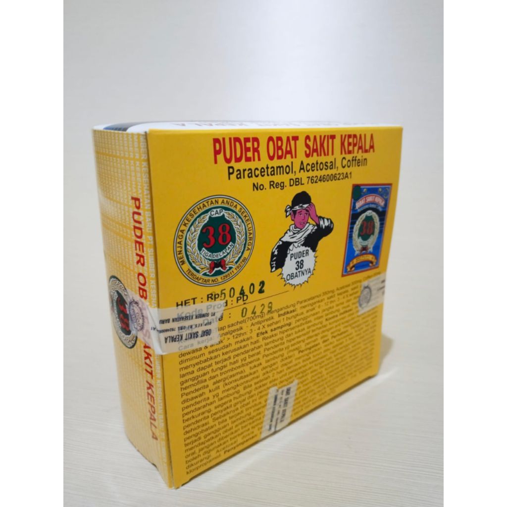 puyer 38 /box isi 240 pcs, puyer obat sakit kepala, obat sakit gigi