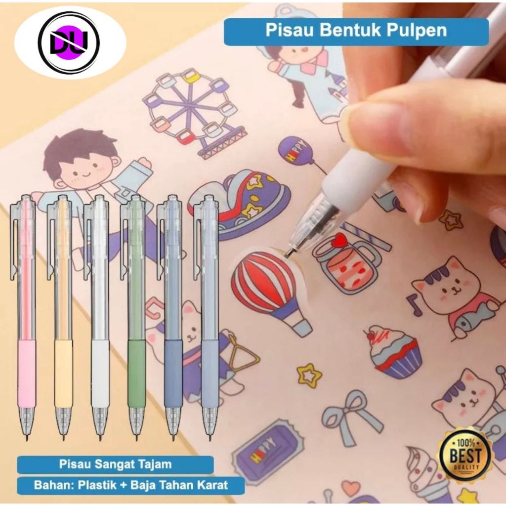 Cutter Mini Bentuk Pena Lucu Pulpen Ukir Pemotong Kertas Cutter Stiker Pulpen Pisau Pencil Pisau Uki