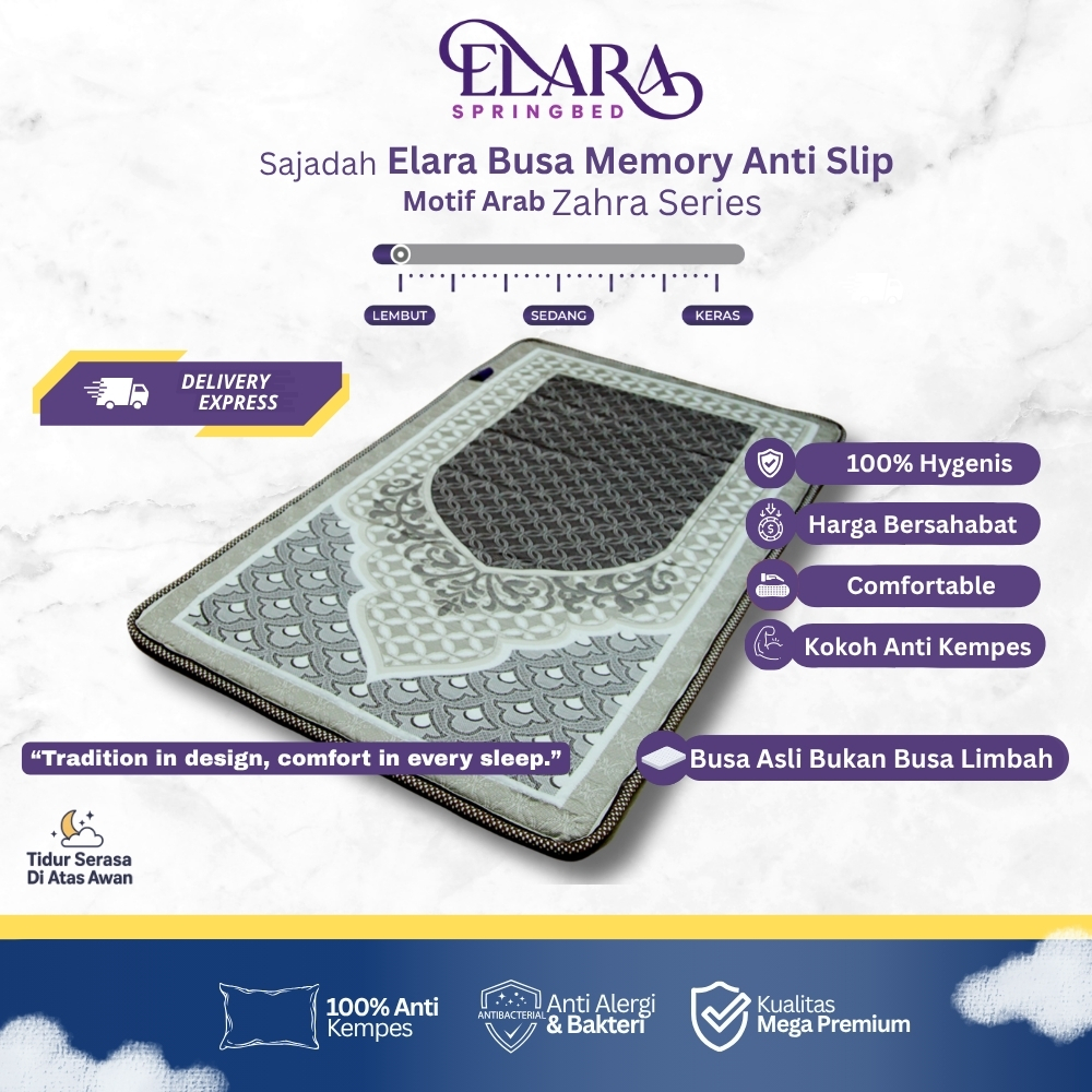 Elara - Sajadah Sholat 3d Premium Tebal Rebounded Anti Slip Motif Arab Garansi 100% Empuk Zahra Seri