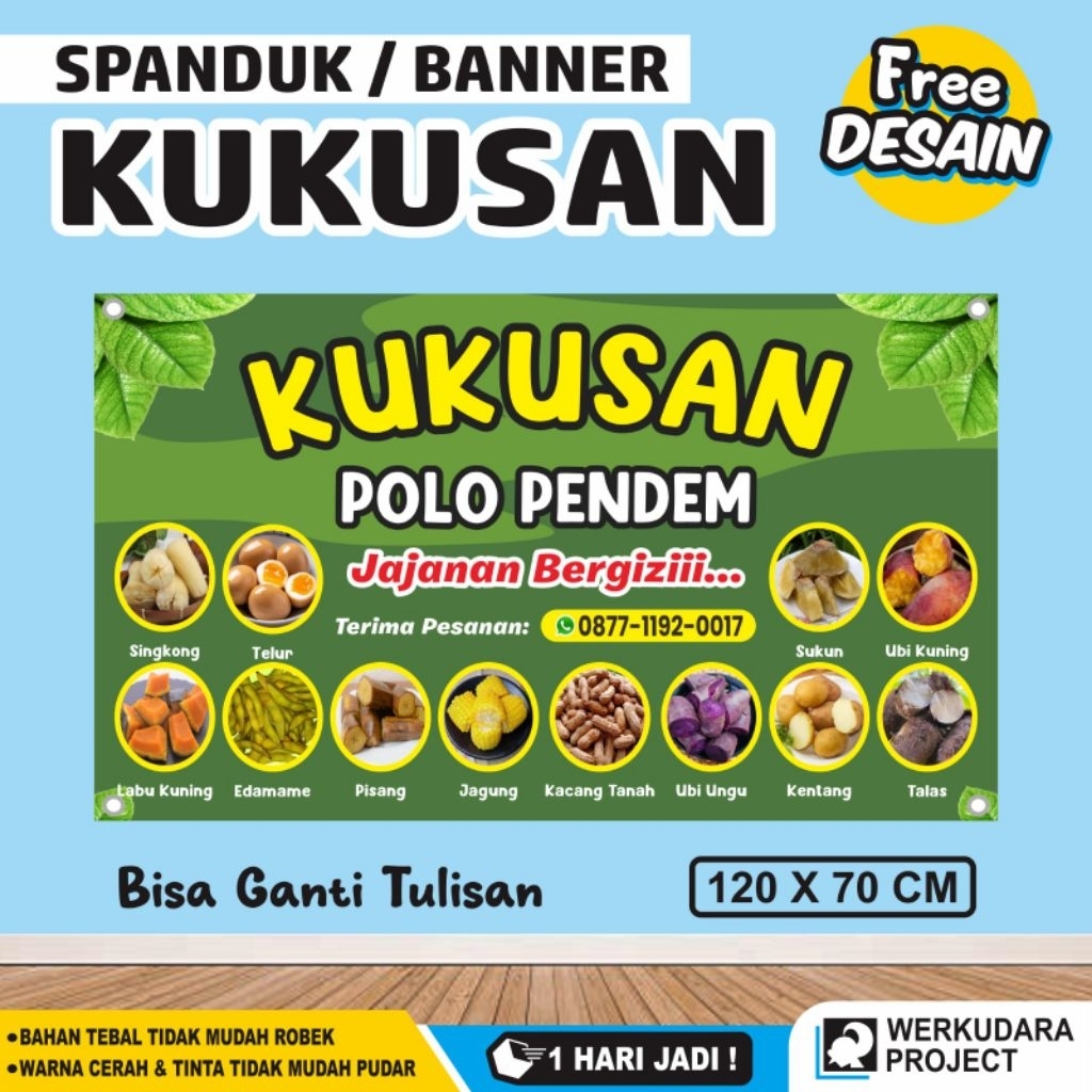 Spanduk Kukusan Polo Pendem Ukuran 120 X 70 Cm / Banner Kukusan Polo Pendem  Ukuran 120 X 70 Cm