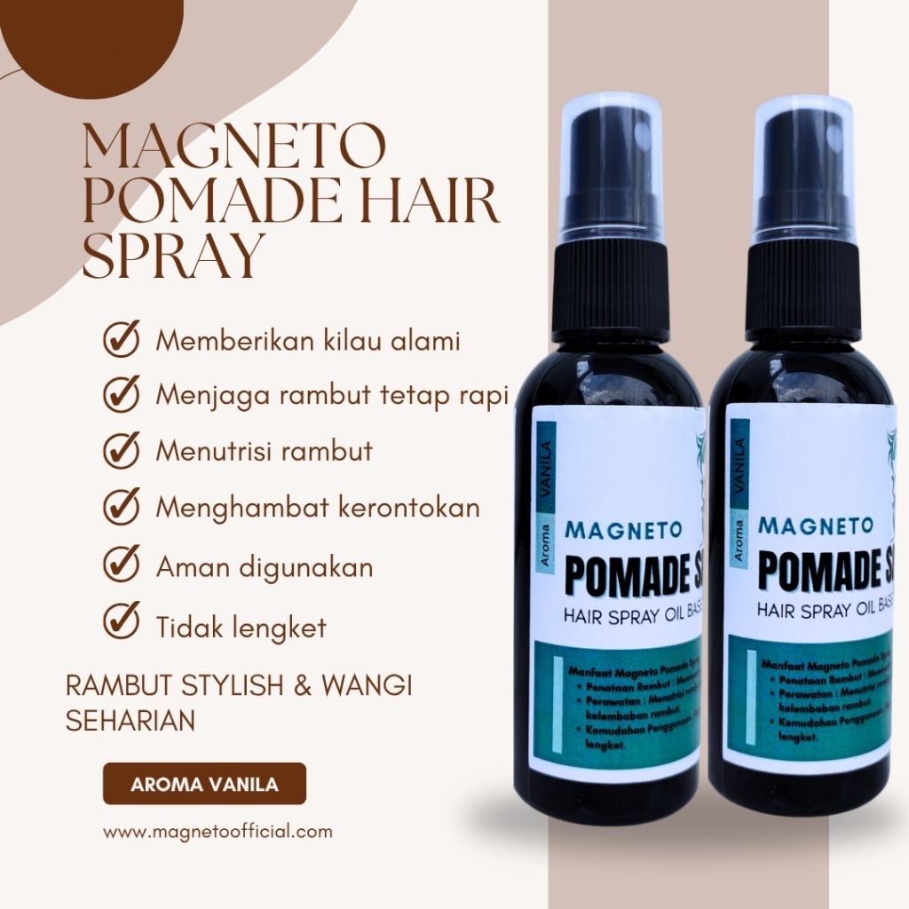 MINYAK RAMBUT PRIA HAIR STAYLING MAGNETO POMADE SPRAY VARIAN VANILA RAMBUT STYLIHS & WANGI SEHARIAN
