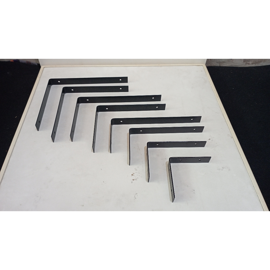 MORWOOD Bracket Rak Siku Besi Plat 2,5cm Tebal 3mm Model Siku Unik untuk Rak Dinding dan Furniture D