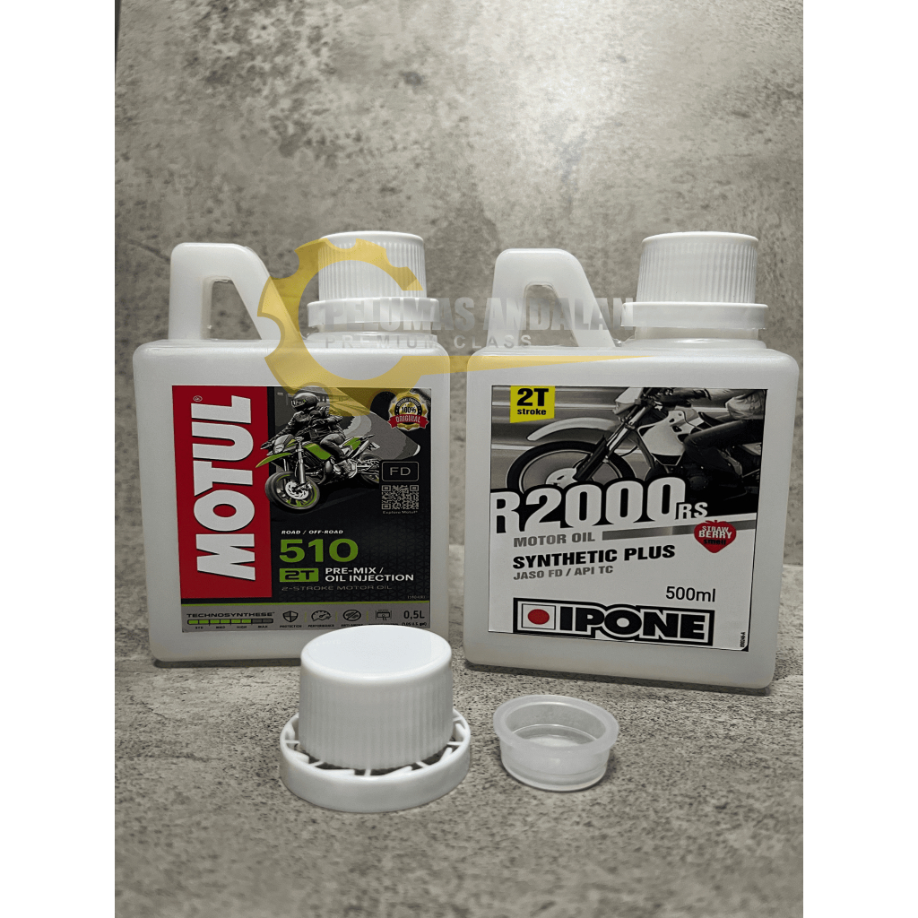 Jerigen botol oli samping motul 510 2 T 500 ml - oli samping ipone R2000 RS Fraise strobery