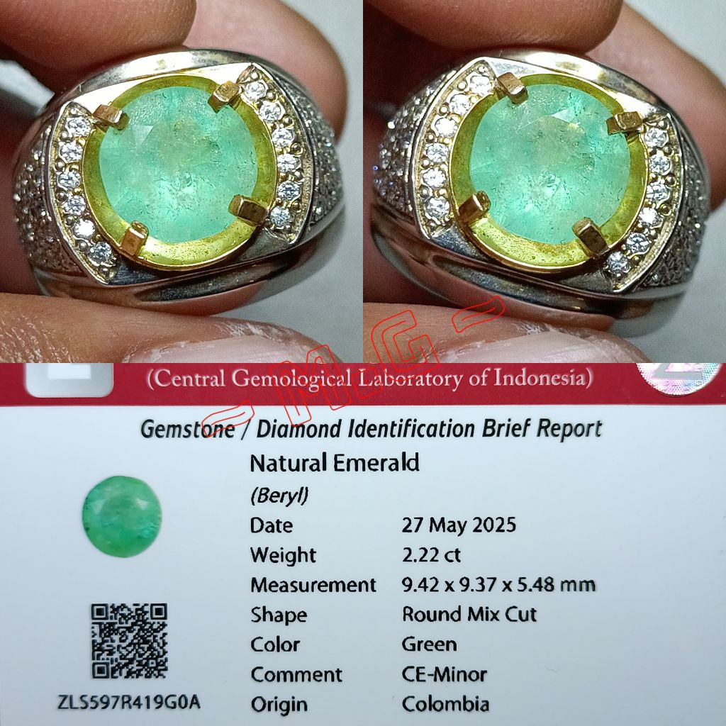 NATURAL EMERALD BERYL COLOMBIA MEMO CGL LAB ID