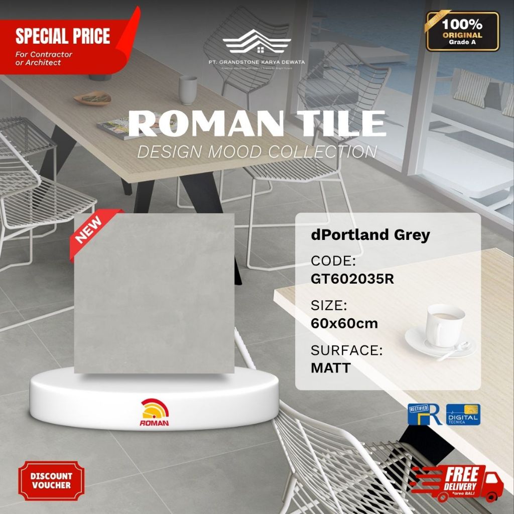 ROMAN DESIGNMOOD GT602035R dPortland Grey 60x60 [GRADE A]