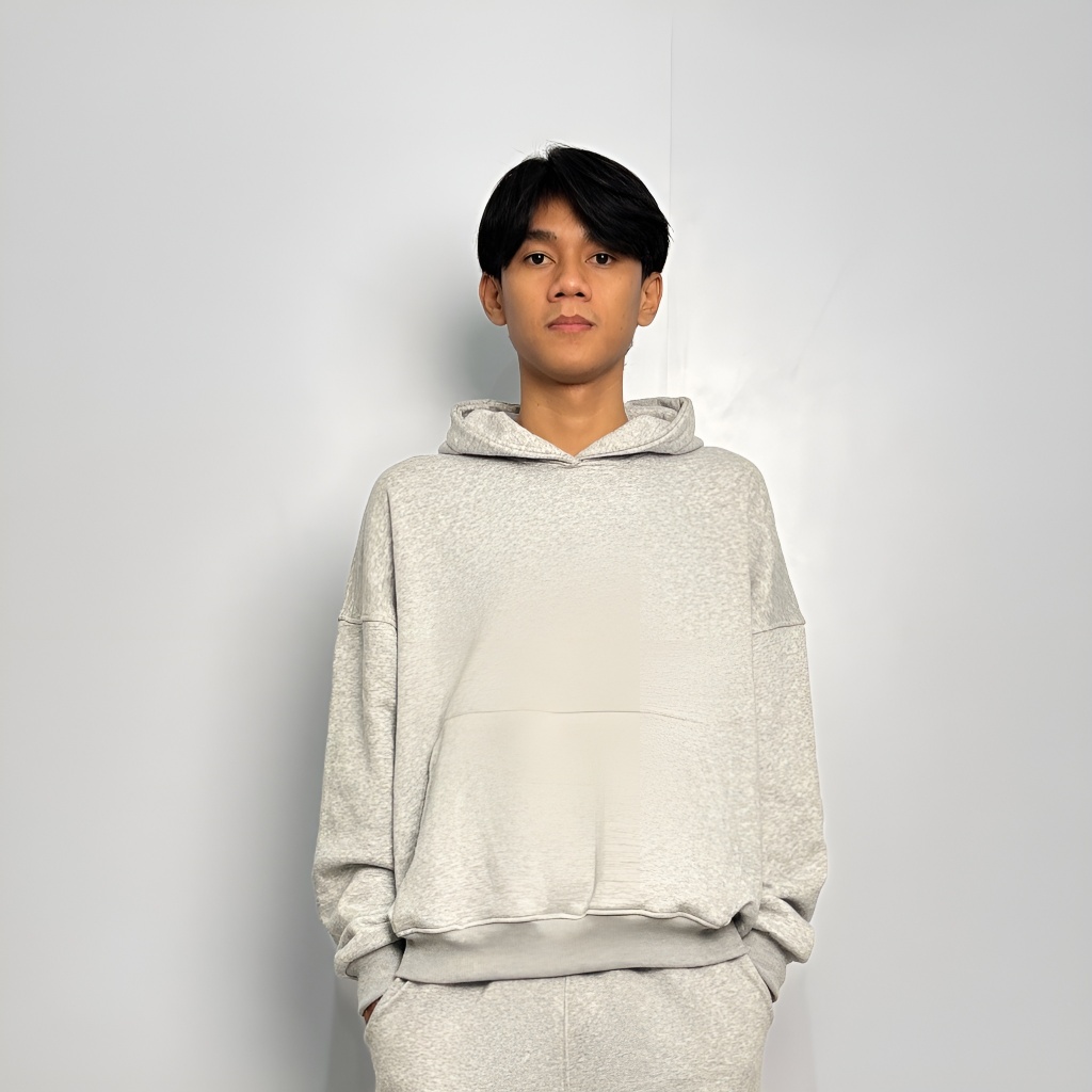 ERFOLGREICH - Hoodie Boxy Oversize Abu Abu misty Grey Pria Wanita Cotton Fleece 300 330 GSM
