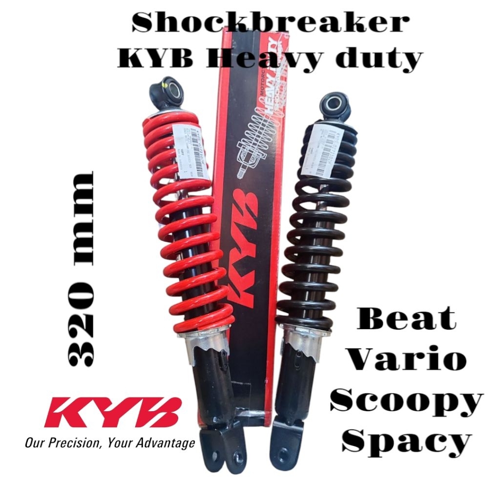 Shock breaker KAYABA HEAVY DUTY 320 mm Untuk Semua Motor Matic KYOS-OZ71102 Merah Hitam
