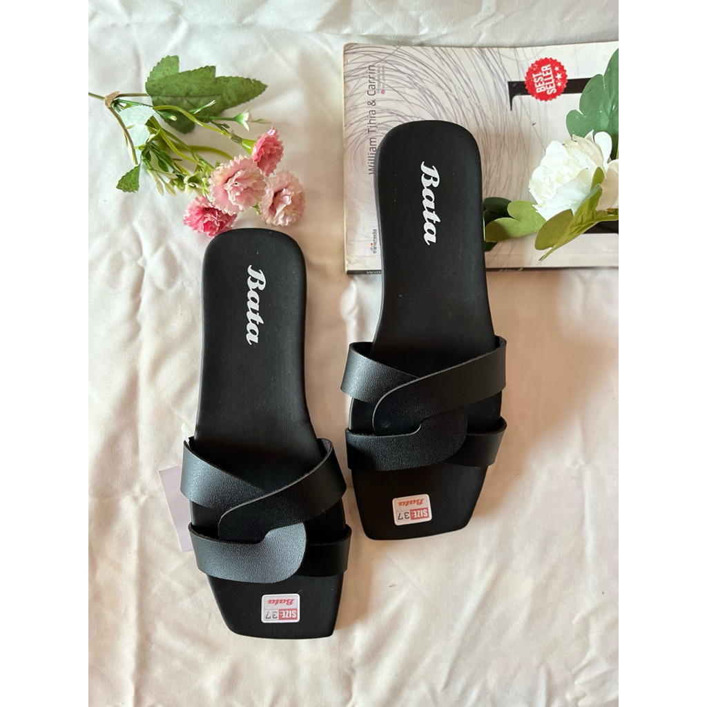 Sandal Selop teplek Wanita Bata  Elegan modis anti slip Sandal Flat kekinian cantik viral - 02