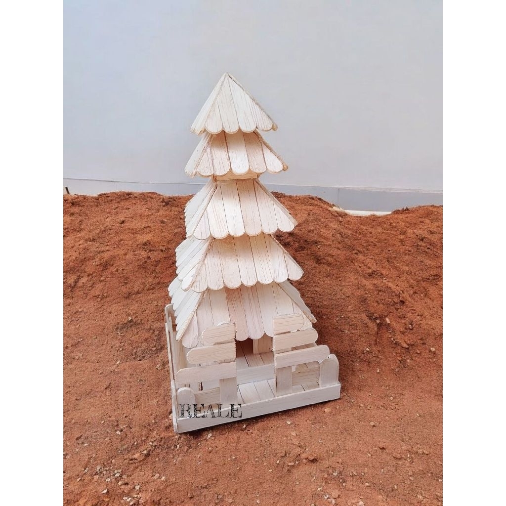 miniatur rumah adat pura bali stik eskrim LED