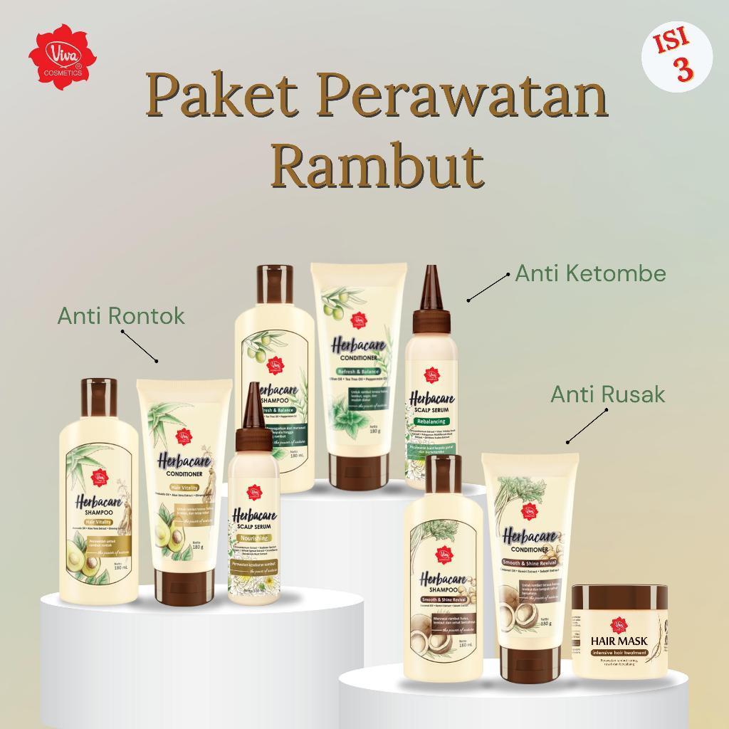 Viva Paket Perawatan Rambut Rontok, Rusak, Ketombe 3in1 Serum Shampoo Conditioner