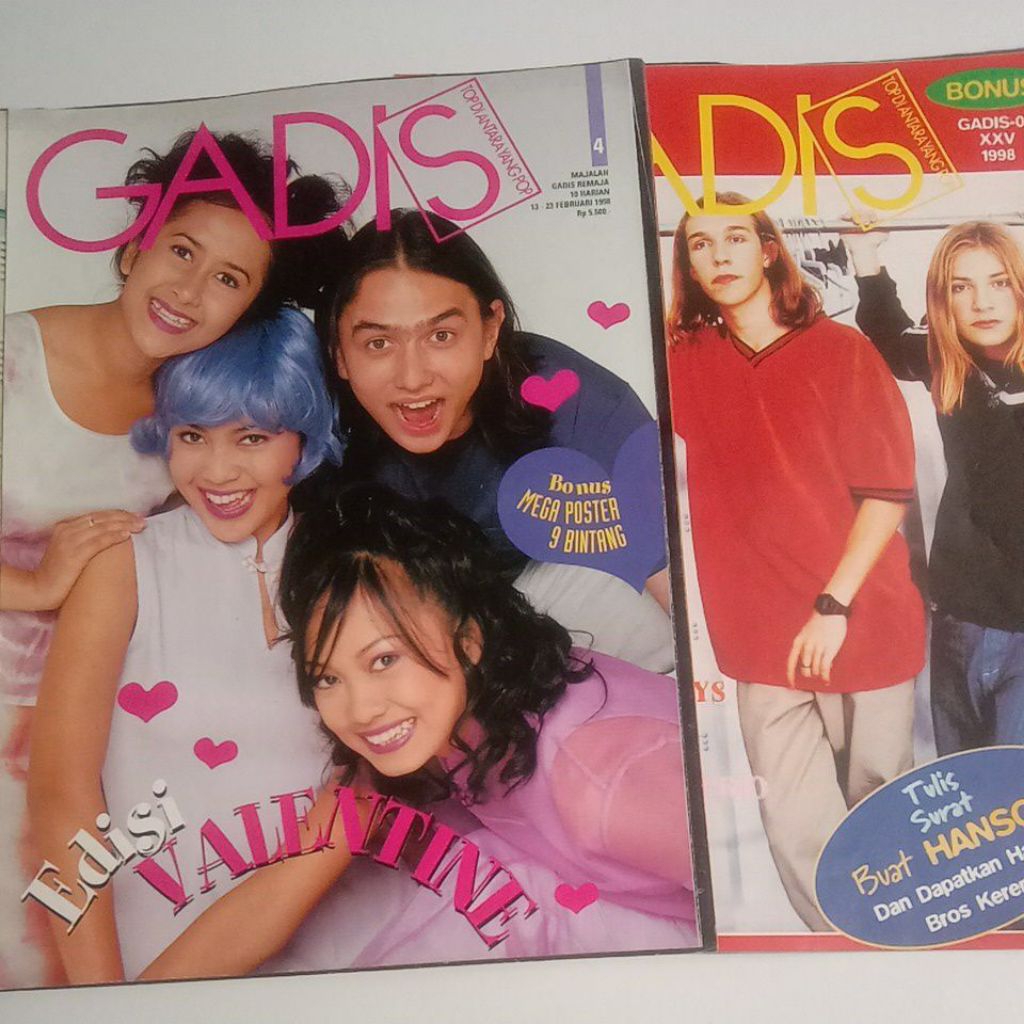 Majalah Gadis Edisi Valentine 1998 Cover AB Three Plus Bonus Mega Poster