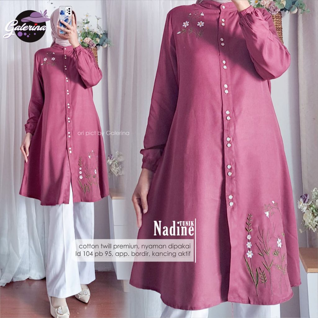 Asila tunik / Nadine tunik katun rayon twill bordir ori by Galerina