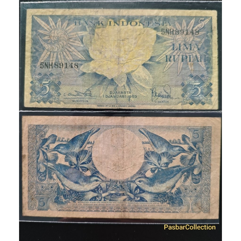 Uang 5 Rupiah Bunga Tahun 1959