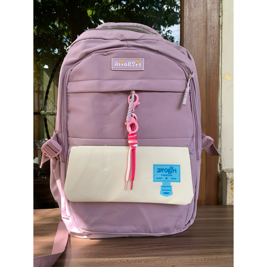 tas import ransel tas ransel warna ungu tas korea tas jaman sekarang tas sekolah cewek