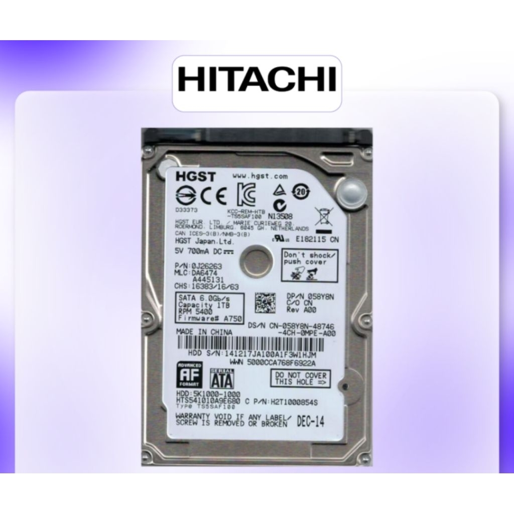 HITACHI HARDISK LAPTOP 1TB SATA 2.5 INCH